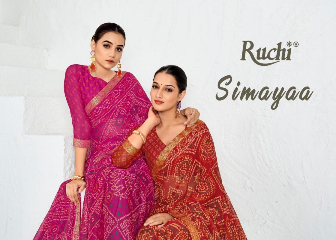 SIMAYAA VOL 37 BY RUCHI CHIFFON BANDHANI PRINT SAREE