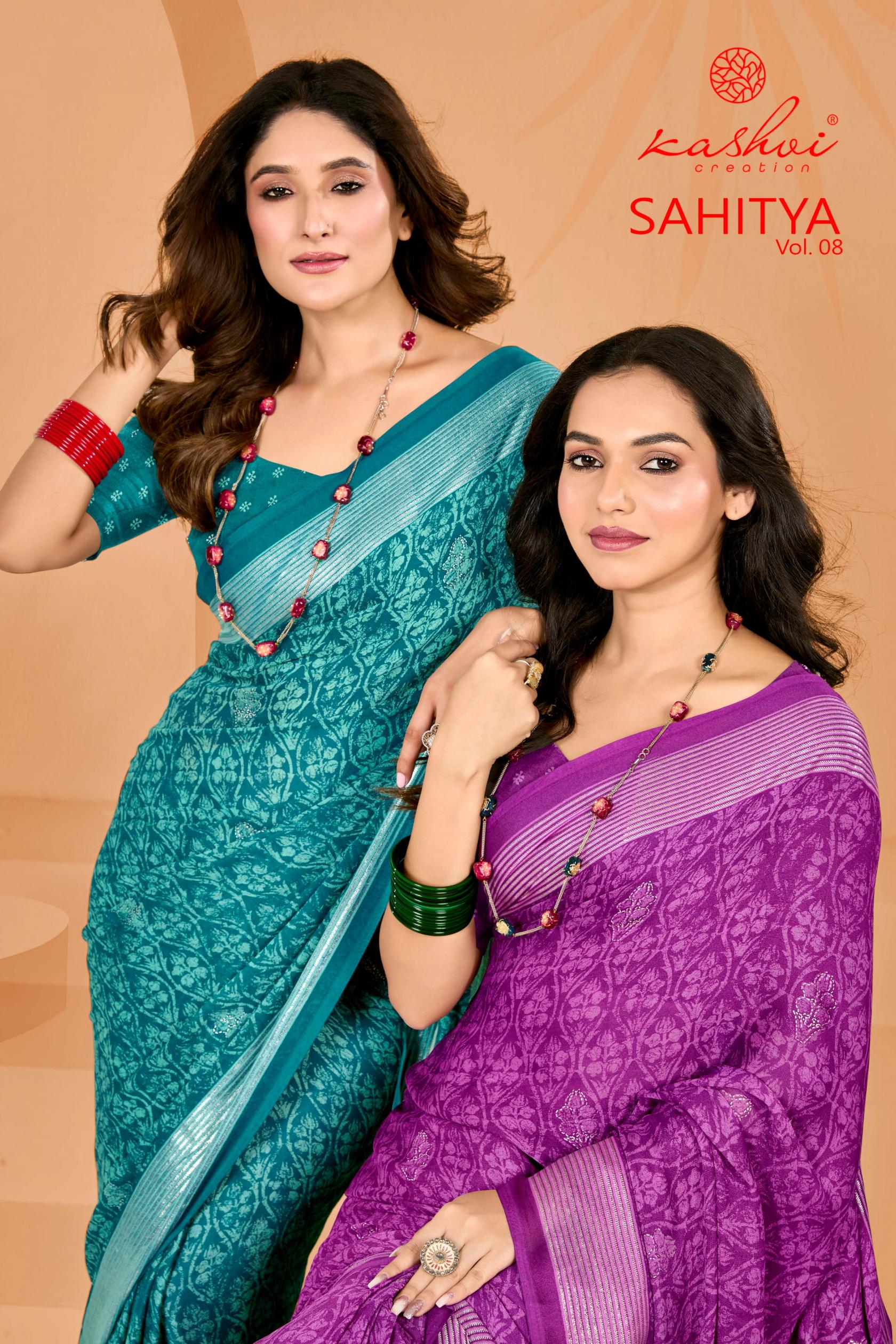 SAHITYA VOL 8 BY KASHVI CREATION AATRACTIVE DULL MOSS SAREE 