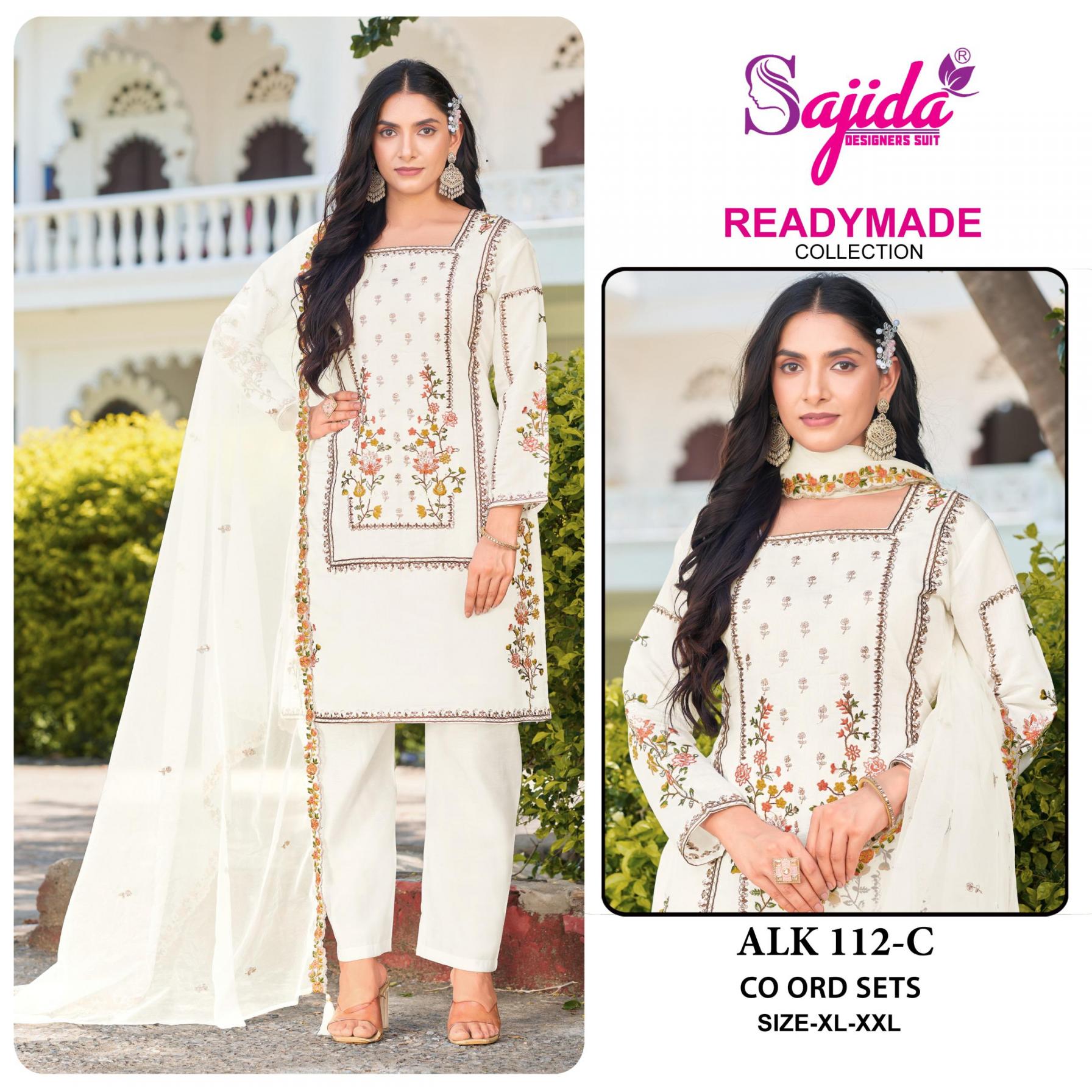 ALK 112 BY SAJIDA DESIGNER FULL STITCH ROMAN SILK MODEL PAKISTANI SUIT 