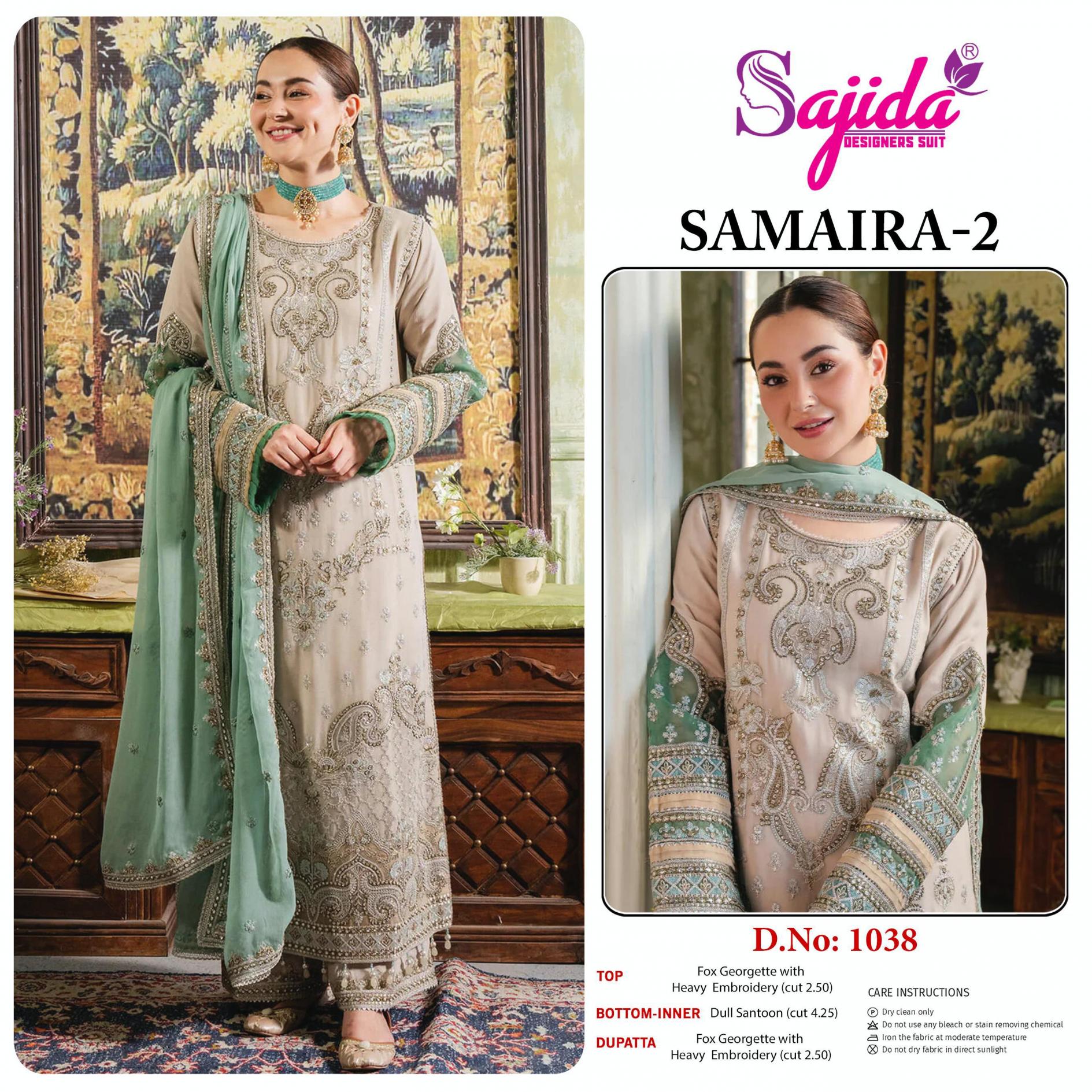 SAMAIRA VOL 2 BY SAJIDA DESIGNER 1038 GEORGETTE DESIGNER PAKISTANI DRESS