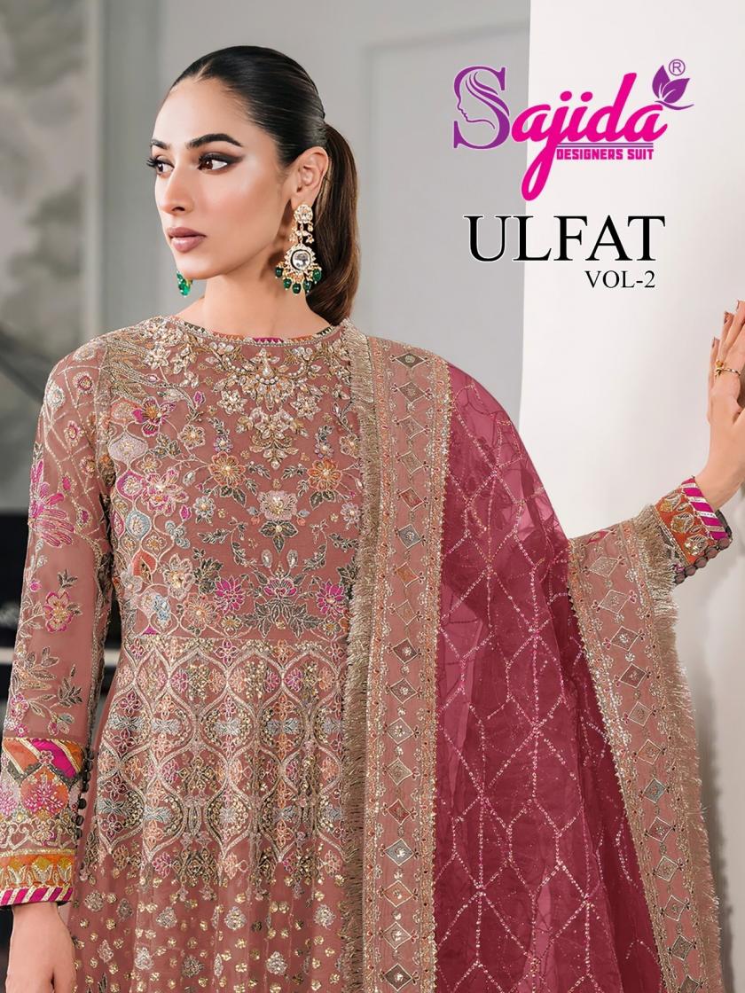 ulfat vol 2 by sajida designer 1045 butterfly net pakistani dress materials 