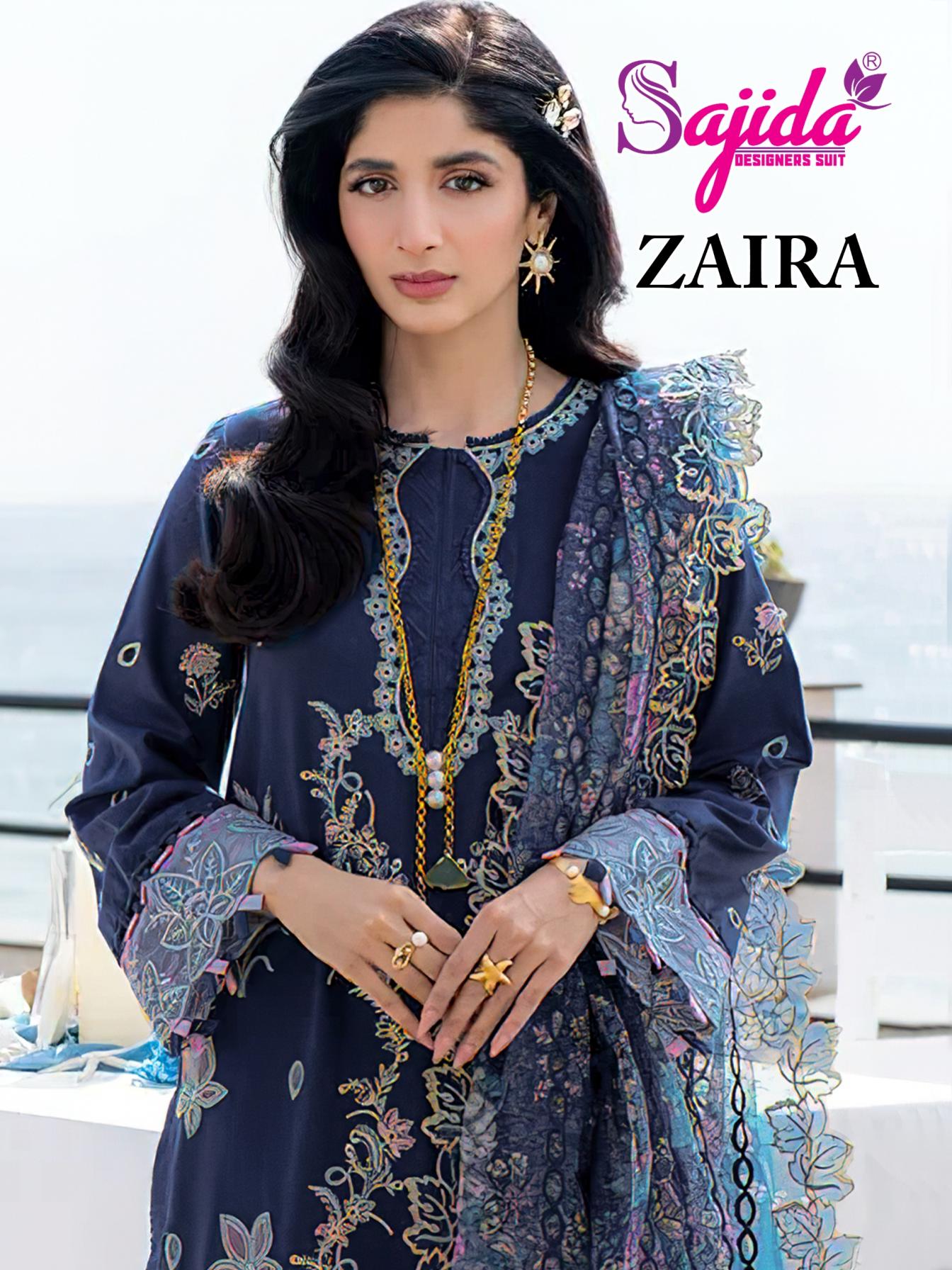 ZAIRA BY SAJIDA DESIGNER READYMADE BIG SIZE COTTON PAKISTANI 3PCS DRESS 