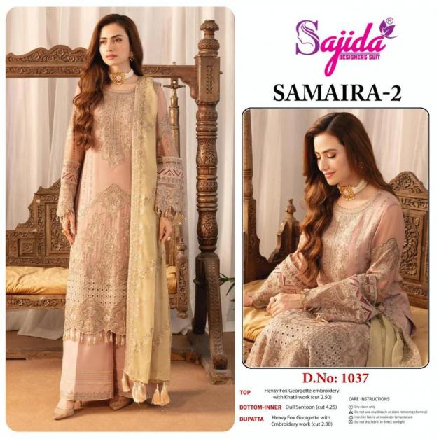 sajida designer samaira vol 2 georgette 1037 full stitch pakistani big size suit online 