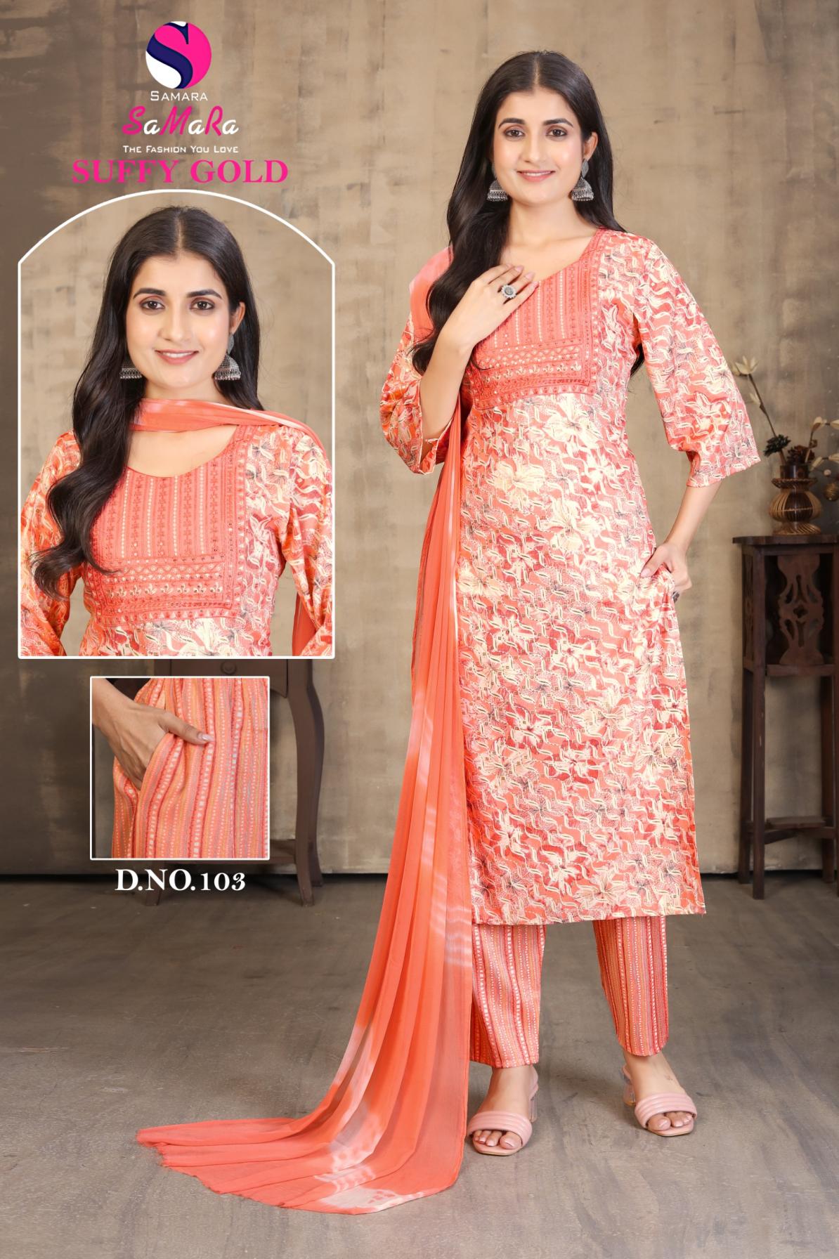 SUFFY GOLD VOL 1 BY SAMARA CAPSULE PRINT FULLY STITCH SALWAR KAMEEZ 