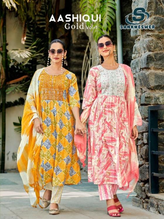 aashiqui gold vol 1 by sankheswer readymade classic capsule print 3pcs dress