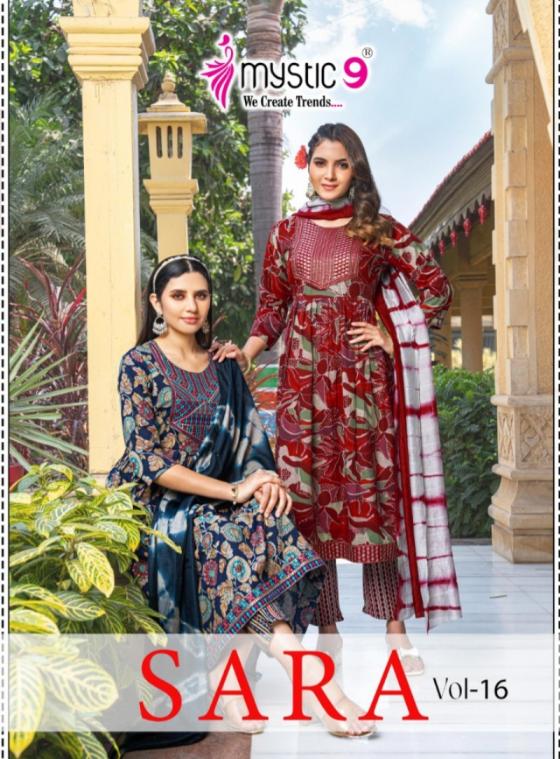 mystic9 sara vol 16 readymade attractive look rayon capsule 3pcs dress