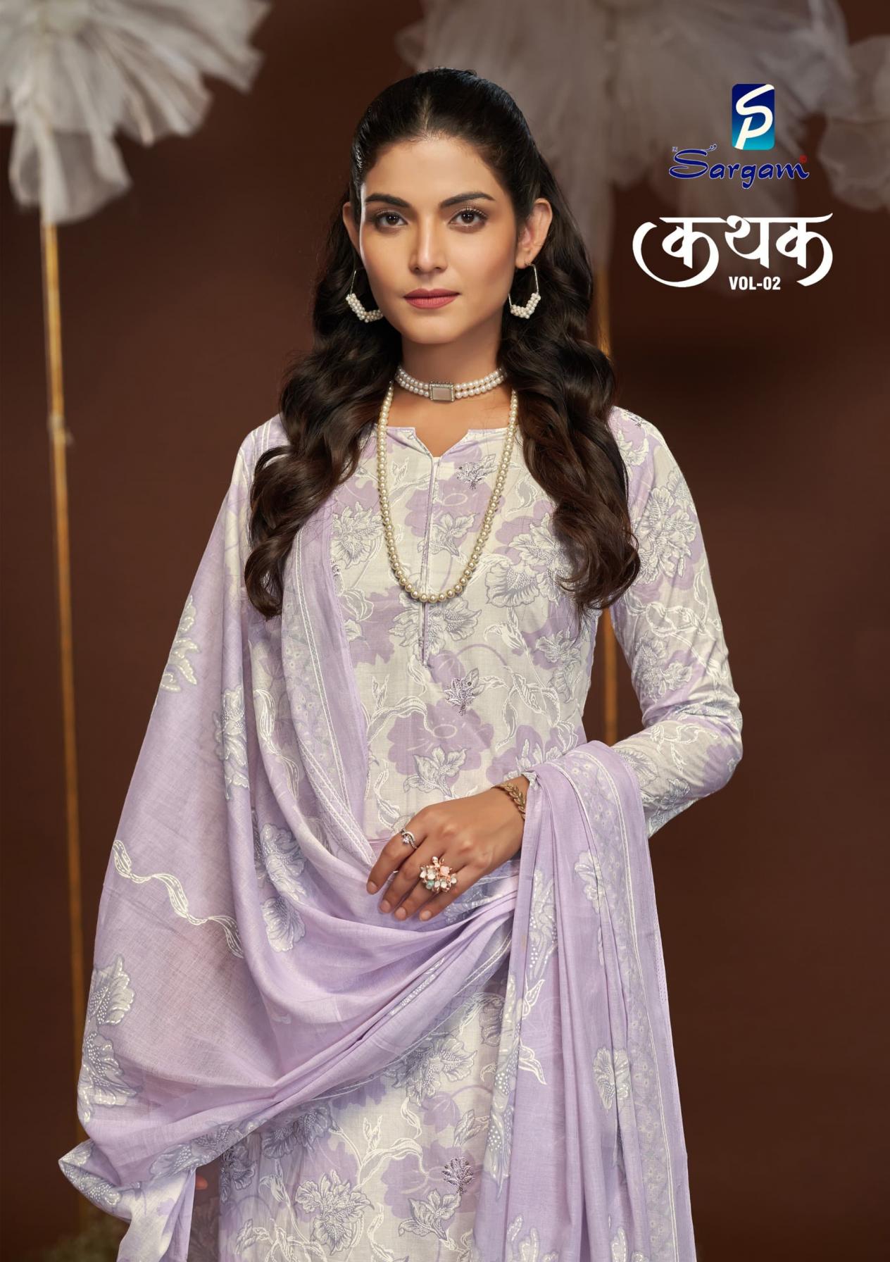 kathak vol 2 by sargam fancy cambric unstitch suit for womens