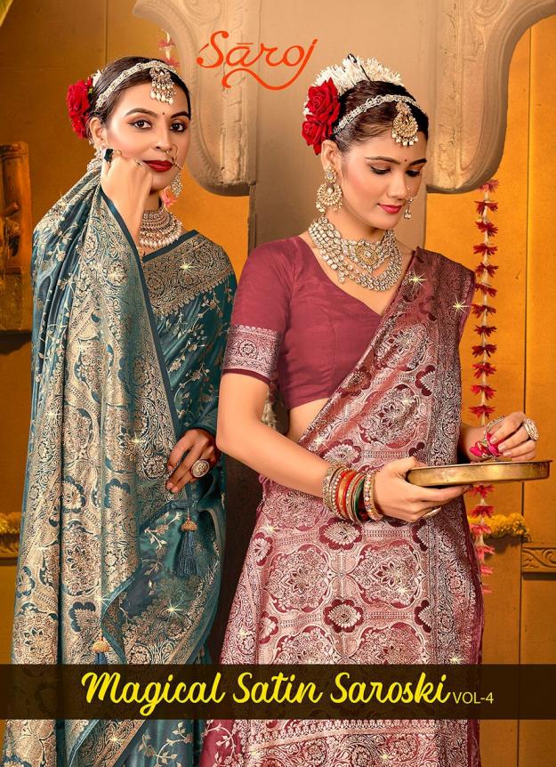 Magical satin swarovski Saroj vol.4 Satin silk saree