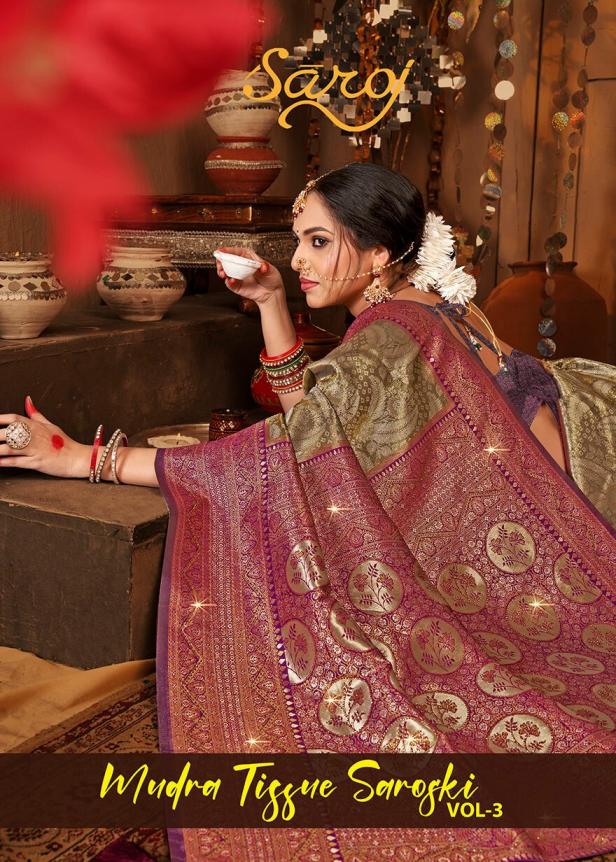  Mudra tissue sarovski Saroj vol.3  tissue silk saree