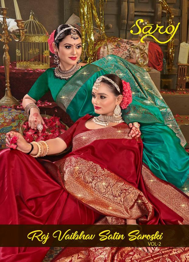  Rajvaibhav satin sarovski Saroj vol.2 satin silk saree