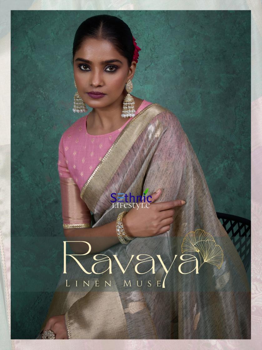 RAVAYA BY SETHNIC LIFSTYLE LINEN BLEND WOVEN PARTY WEAR SAREE 