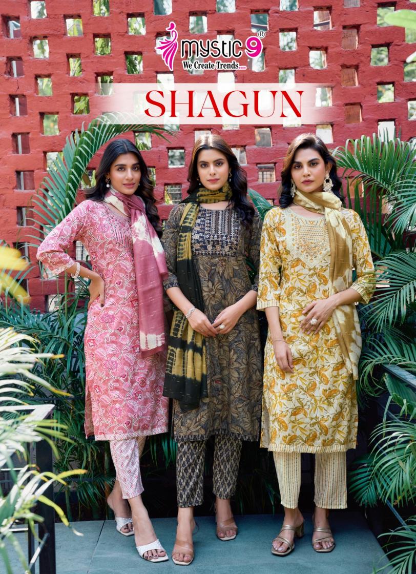 mystic shagun vol 16 readymade stylish rayon capsule print 3pcs dress