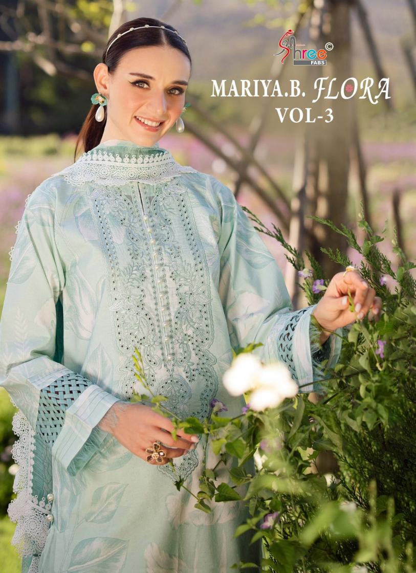  MARIYA.B.FLORA VOL-3 BY SHREE FEBS PURE COTTON PAKISTANI STYEL DREES MATERIAL 