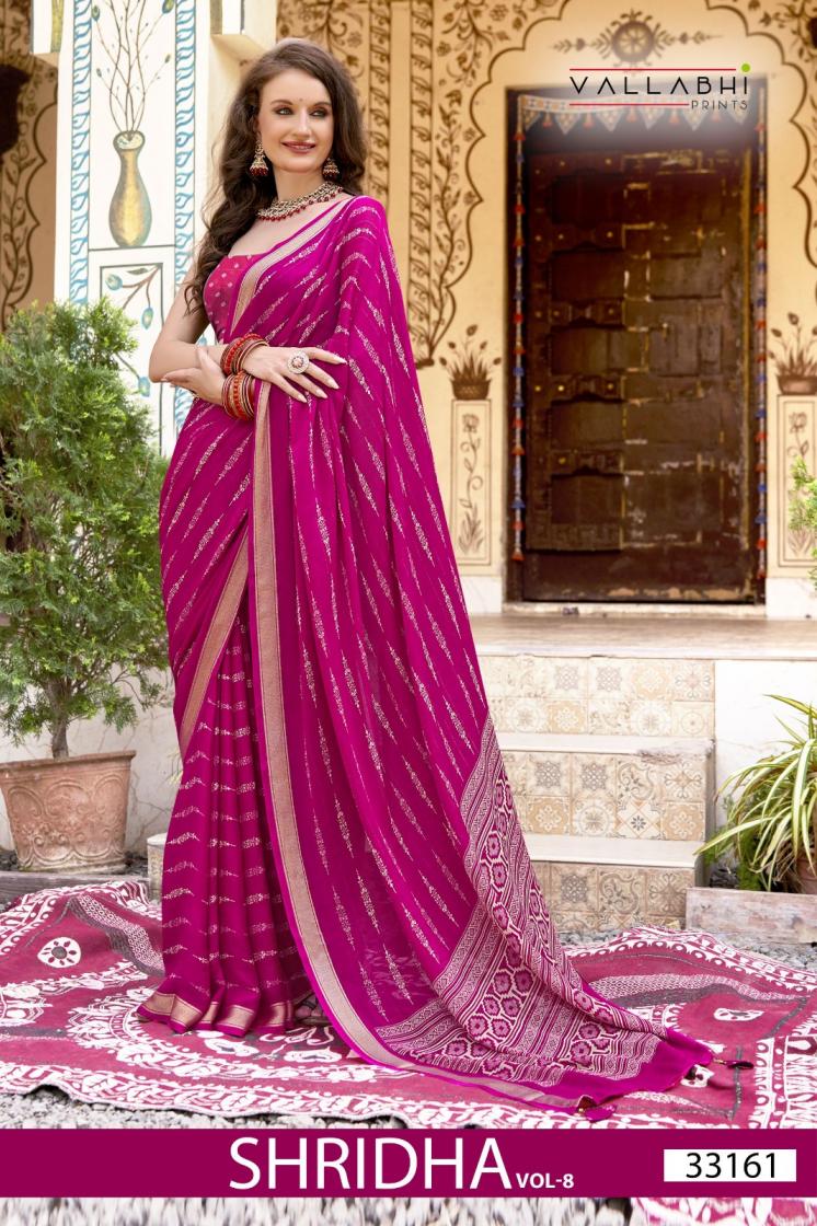 vallabhi print shridha vol 8 moss georgette elegance saree exports 