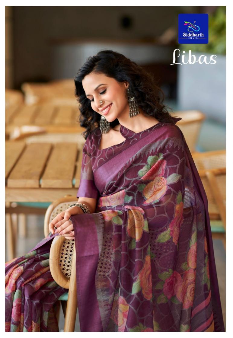 libas by siddharth silk mills pretty look cotton brasso sarees  