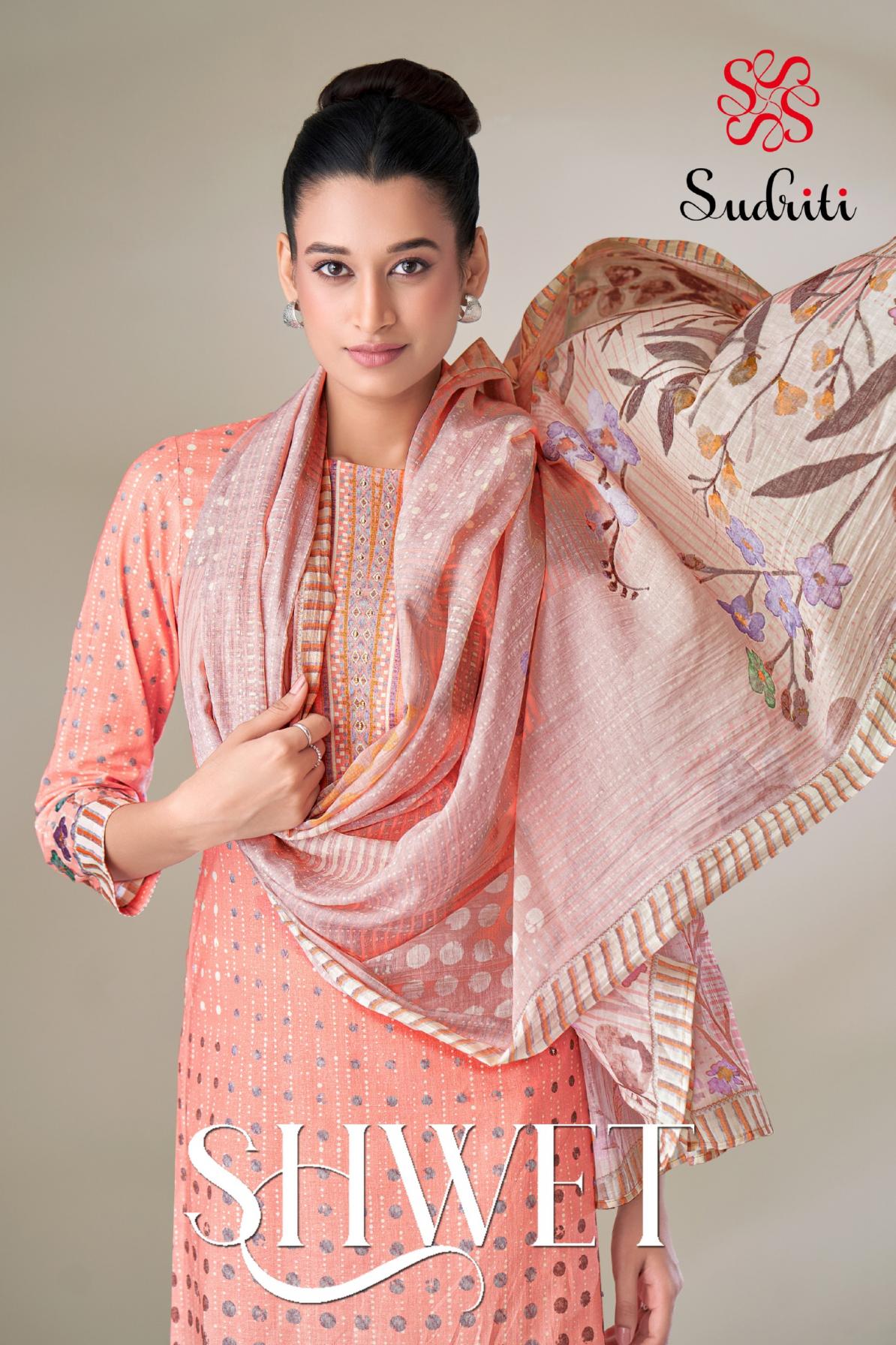 SHWET BY SUDRITI SAHIBA COTTON HAND WORKED DRESS MATERIAL 