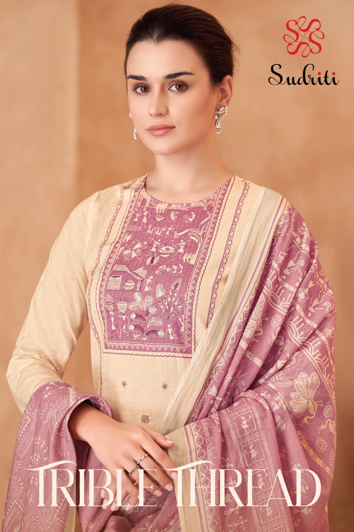 TRIBLE THREAD BY SUDRITI SAHIBA INDIAN DESIGNER DRESS MATERIAL 