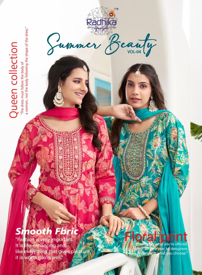 RADHIKA LIFESTYLE SUMMER BEAUTY VOL 4 READYMADE PLUS SIZE COTTON 3PCS DRESS  