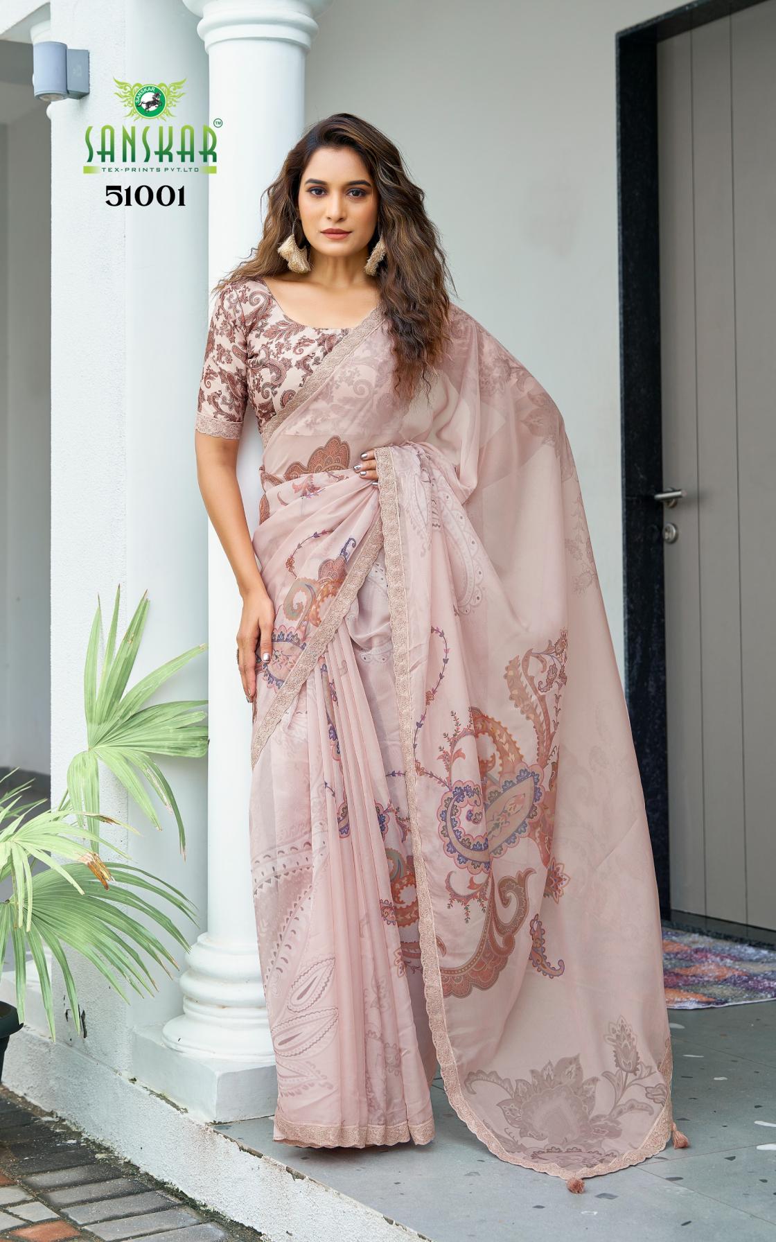 RAMYA 51001 BY SANSKAR DIGITAL PRINTED THREAD BORDER SAREE
