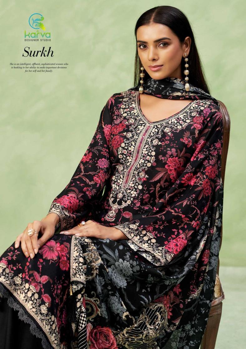 KARVA DESIGNER SURKH VOL 2 VISCOSE MUSLIN STYLISH UNSTITCH SUITS 