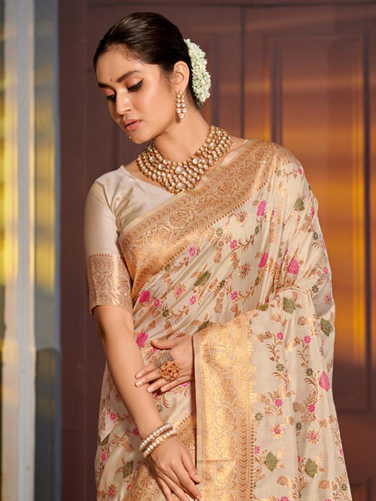 ASTITA SWARNIKA FANCY DESIGNER BANARASI SILK FABRIC SAREE WHOLSALE WITH LATKAN
