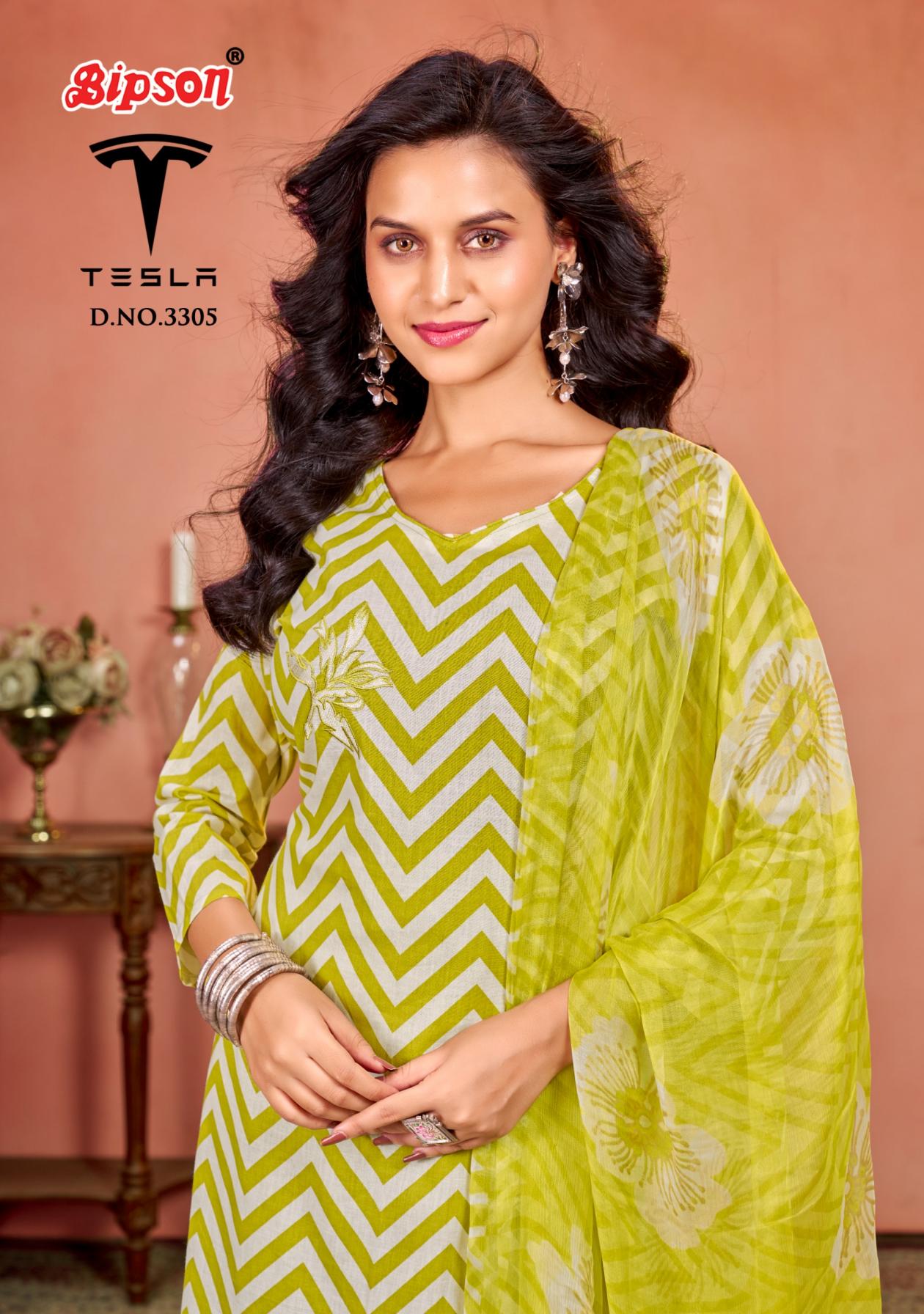 TESLA 3305 BY BIPSON PRINT UNSTITCHED COMFY DRESS 