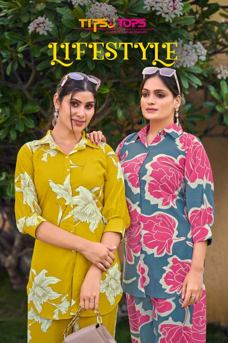 lifestyle by tips & tops rayon stylish readymade co-ord set online 