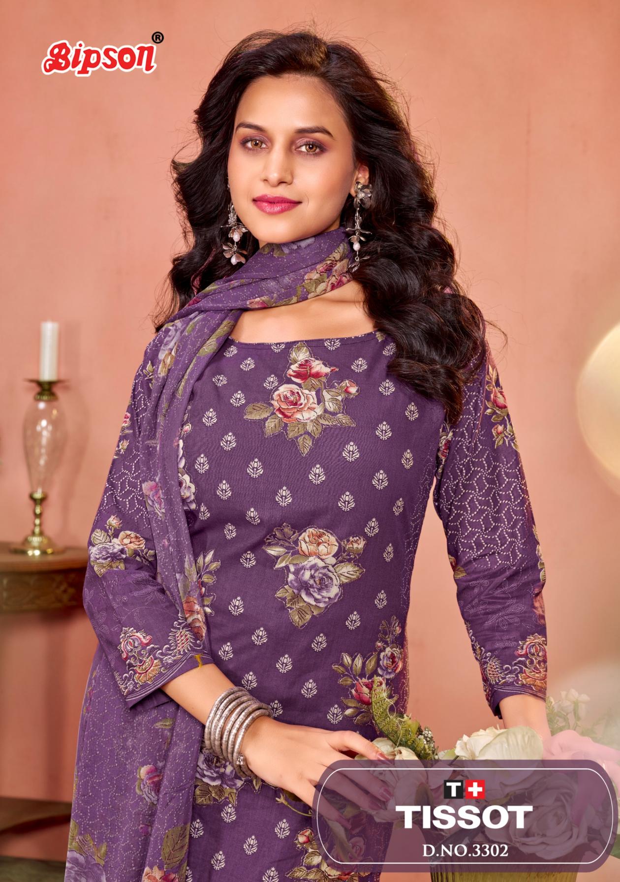 TISSOT 3302 BY BIPSON PRINT UNSTITCHED TOP BOTTOM AND DUPATTA 