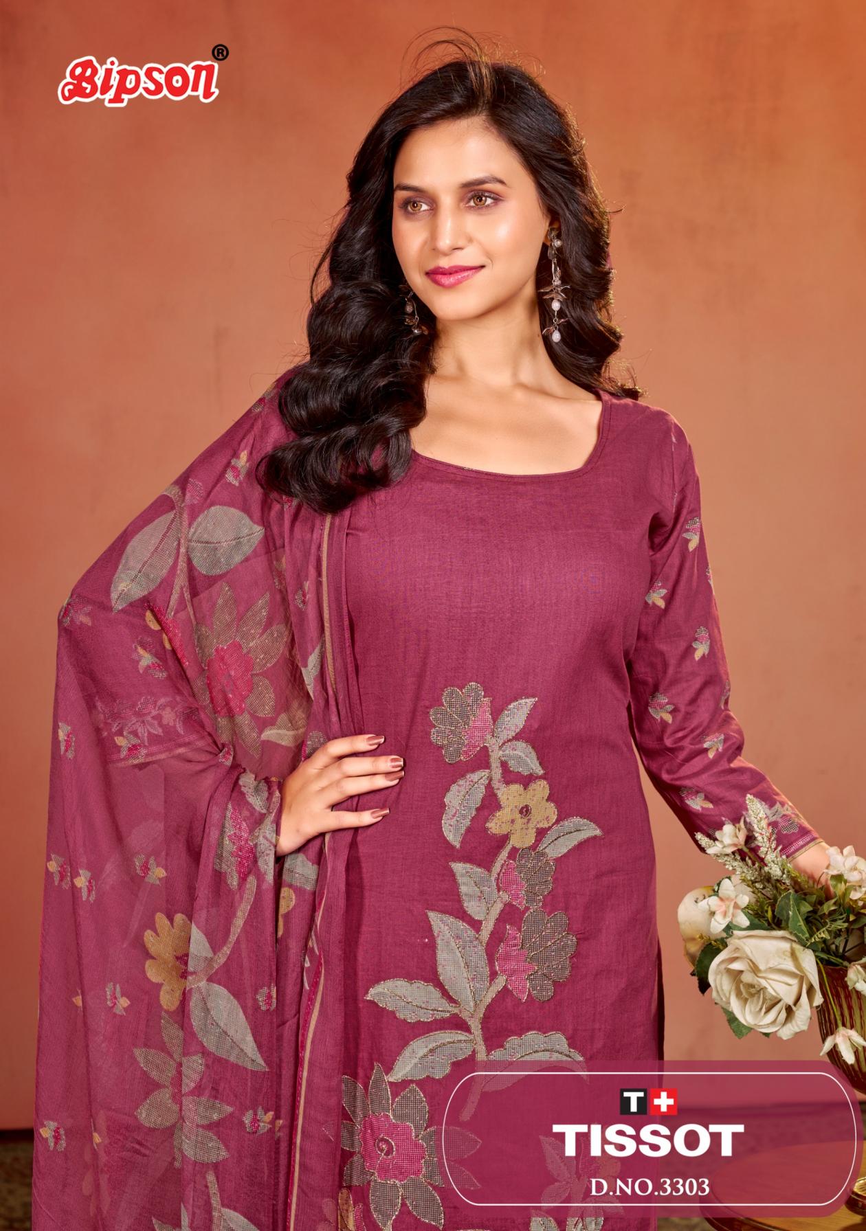 TISSOT 3303 BY BIPSON PRINT UNSTITCHED TOP BOTTOM AND DUPATTA 