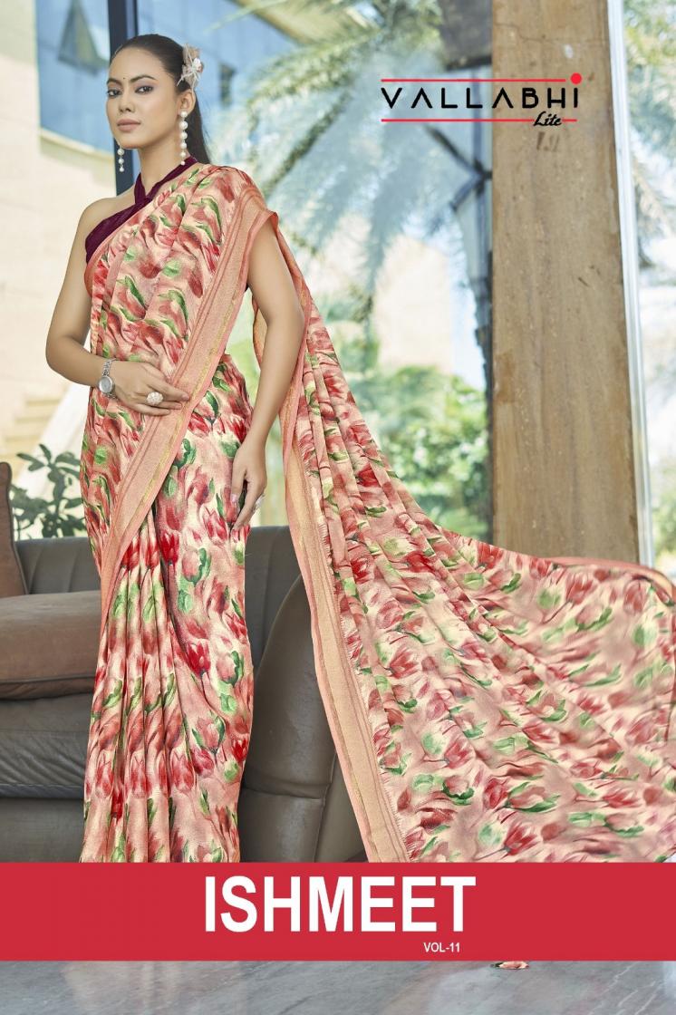 ISHMEET VOL11 BY VALLABHI LITE FLORAL PRINT SAREES