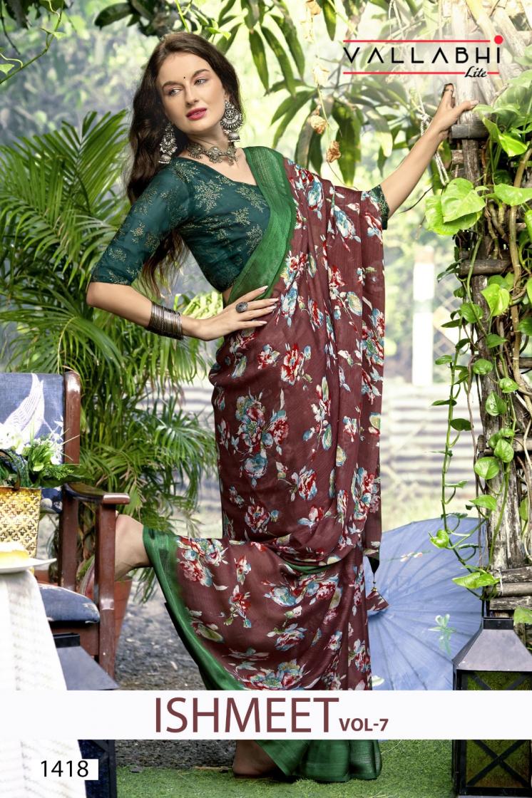 ishmeet vol 7 by vallabhi lite chiffon pretty look saree online 