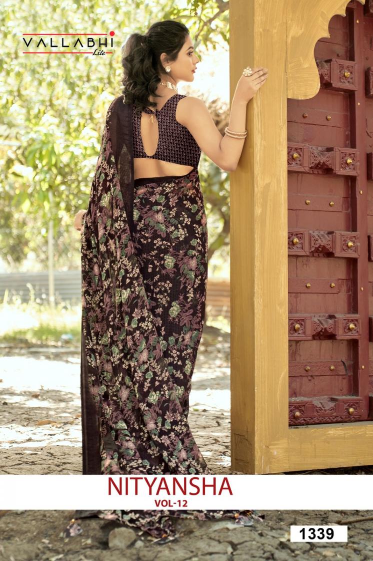 NITYANSHA 12 BY VALLABHI LITE FLORAL PRINTED GEORGETTE SAREE 