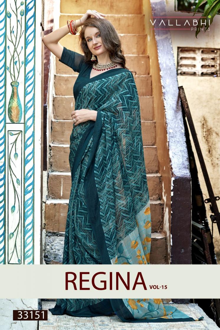 regina vol 15 by vallabhi print georgette stylish sarees wholesaler 