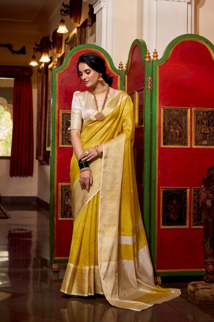 VANISHRI YNF7403 TRENDY JACQUARD CHEX WEAVING SAREES 