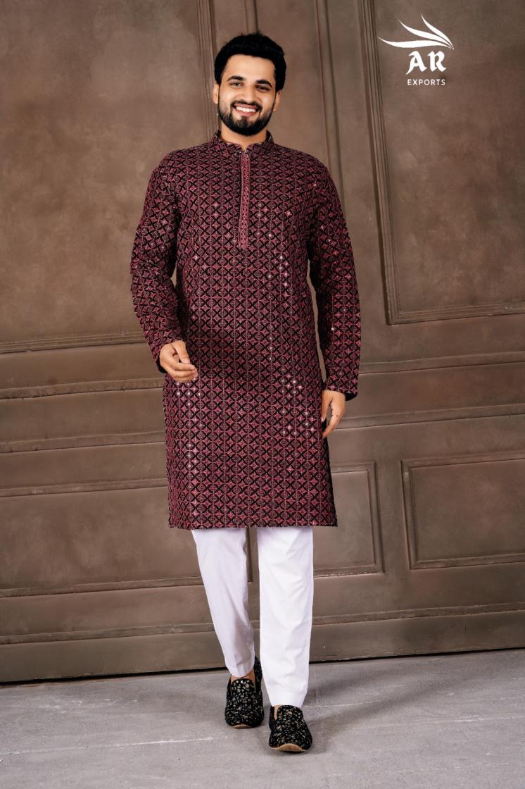 AR EXPORTS VESHBUSHA VOL 1 RAYON FULLY STITCH SHIFFLLI WORK DESIGNER MENS KURTA 