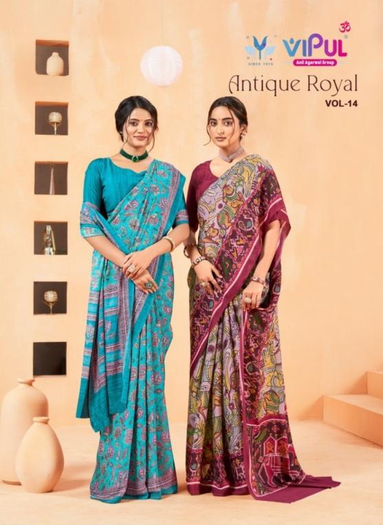 antique royal vol 14 by vipul casual crewa georgette saree for women 