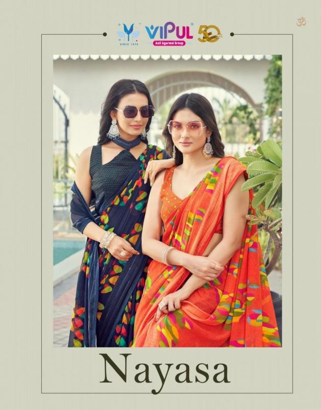 nayasa by vipul fashion shimmer new design stylish saree 2025