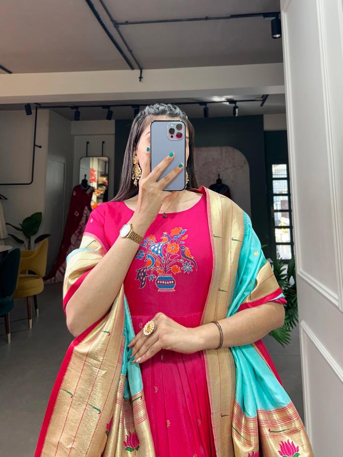 ynf5302 jacquard silk elegant style readymade long gown 