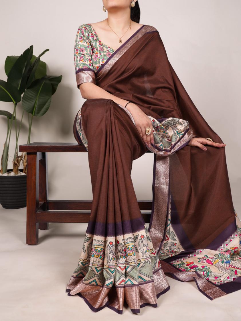 YNF7022 BEAUTIFUL LOOK TUSSAR SILK SAREE FOR WOMENS 