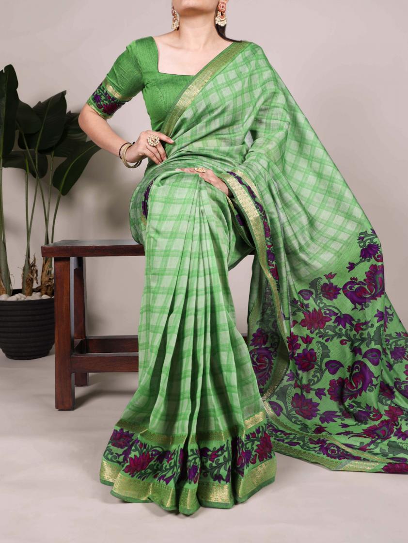 ynf7035 viscose chanderi printed casual saree for womens 