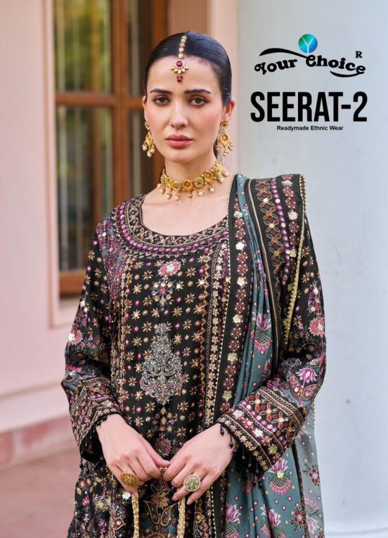 SEERAT VOL 2 BY YOUR CHOICE CHINON FULL STITCH SHARARA STYLE 3PCS DESIGNER SUITS 