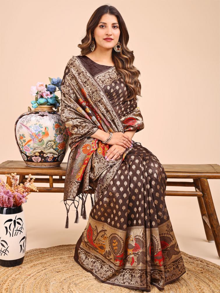 ASTITA ZAREEN FANCY DESIGNER LINEN COTTON FABRIC SAREE WHOLSALE WITH LATKAN