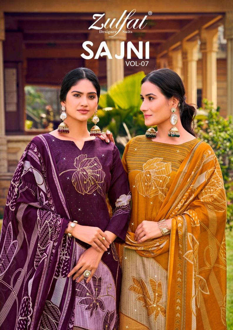 sajni vol 7 by zulfat designer jam cotton readymade plus size suit online 