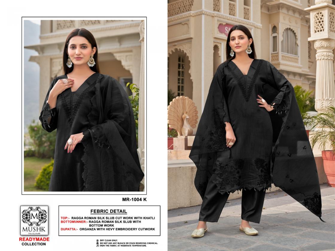 MUSHK SHRADDHA DESIGNER 1004 ROMAN SILK FULL STITCH MODERN PAKISTANI 3PCS DRESS
