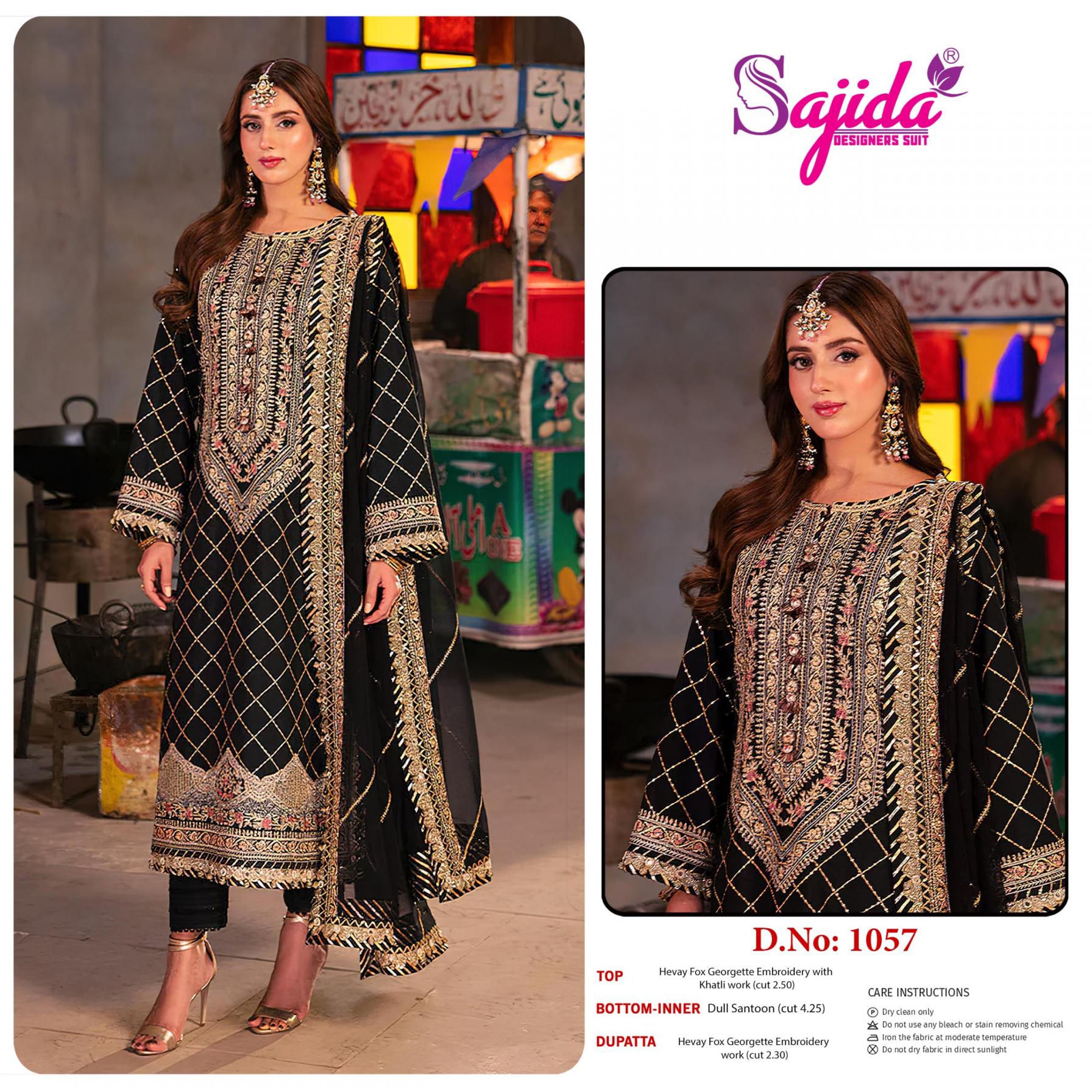 SAJIDA DESIGNER 1057 HIT DESIGN SINGLE PAKISTANI DRESS MATERIALS FOR WOMENS 