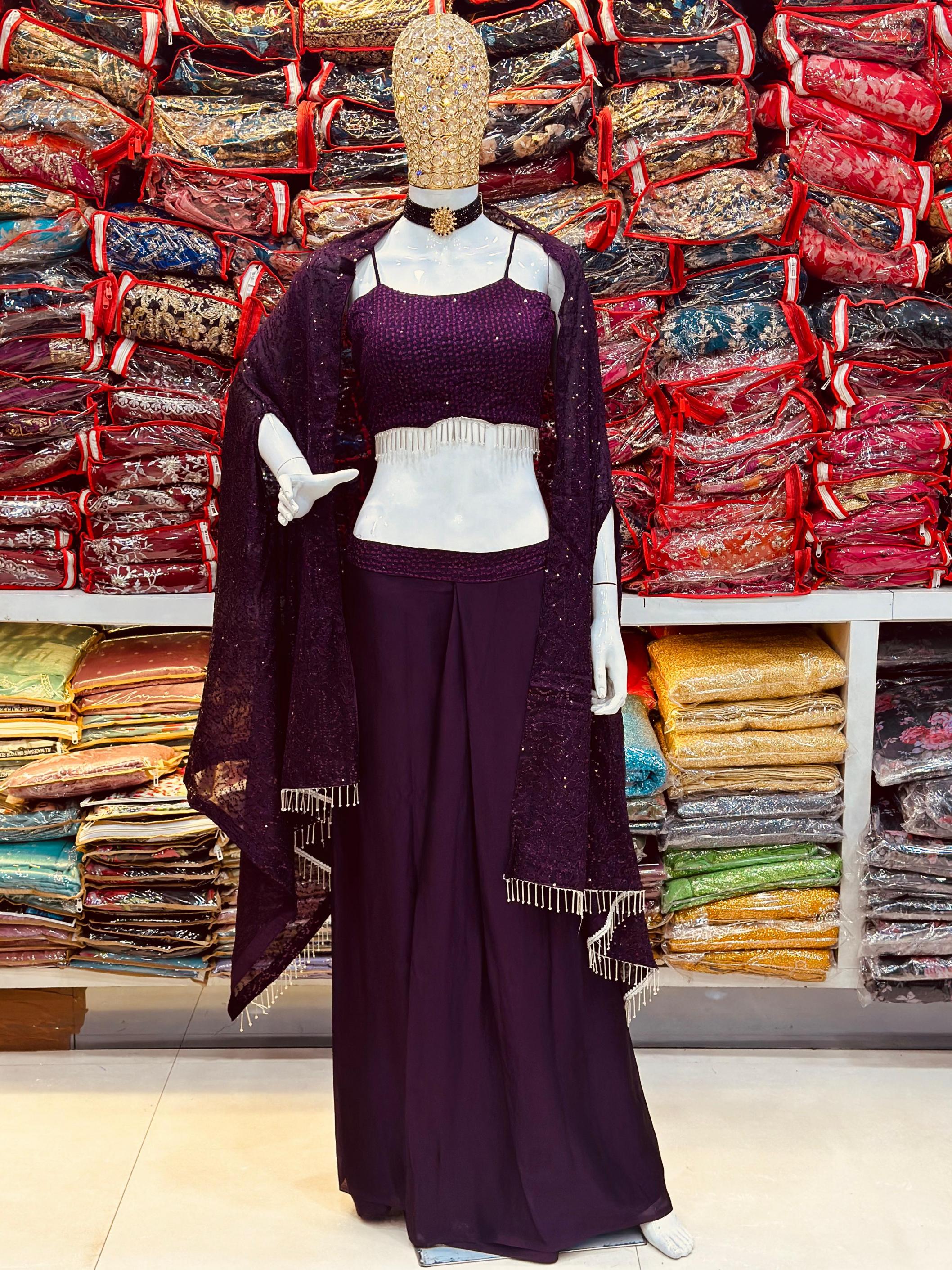 1347 RANGOLI SILK READYMADE PARTY WEAR DRAPED SKT TOP WITH DUPATTA