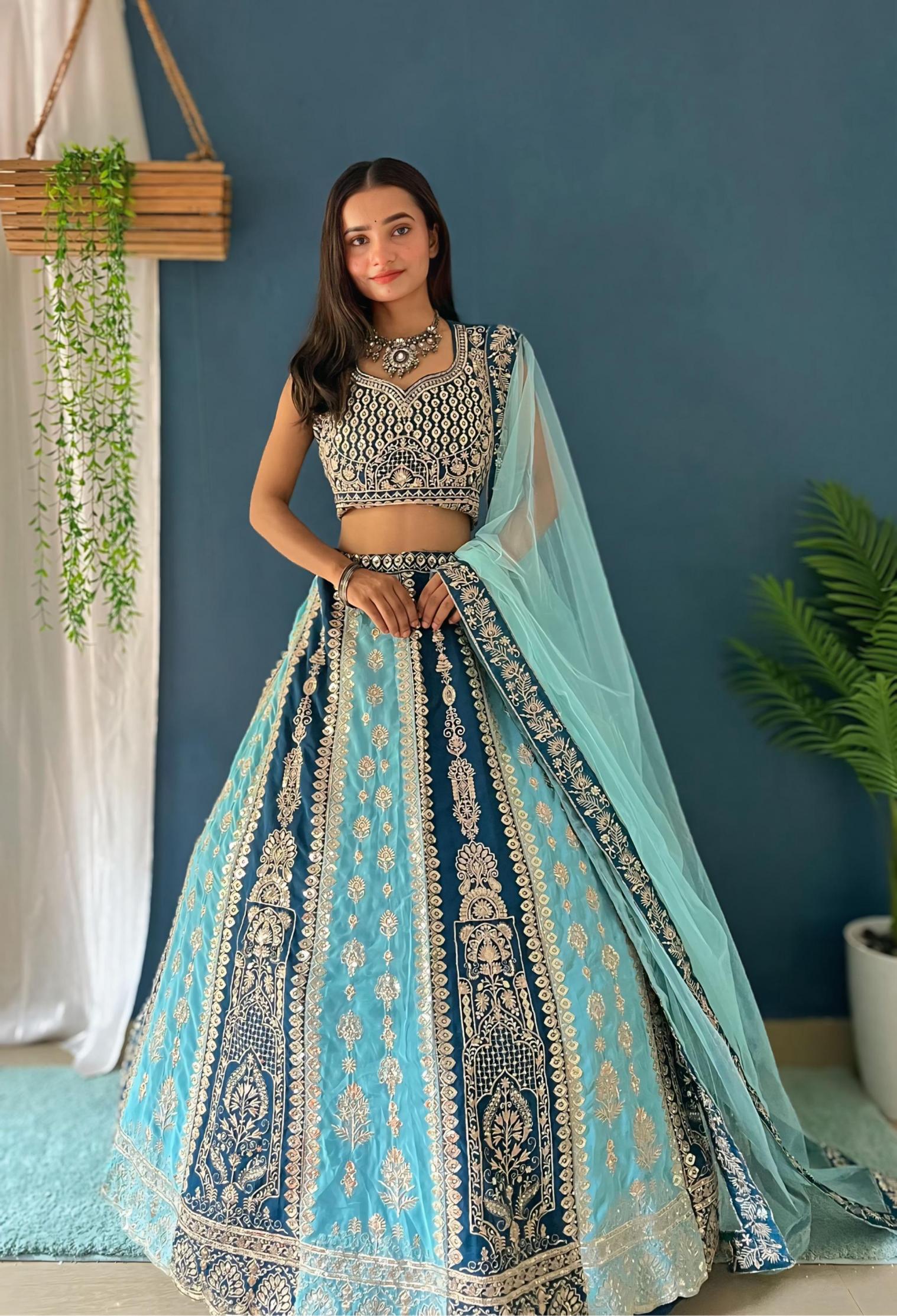 9238 BY FAUX GEORGETTE HIT DESIGN FASHIONABLE LEHENGAS ONLINE 