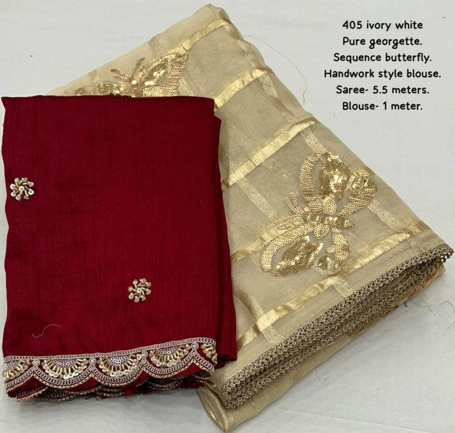 AK 405 STYLISH GORGETTE BUTTERFLY SAREE