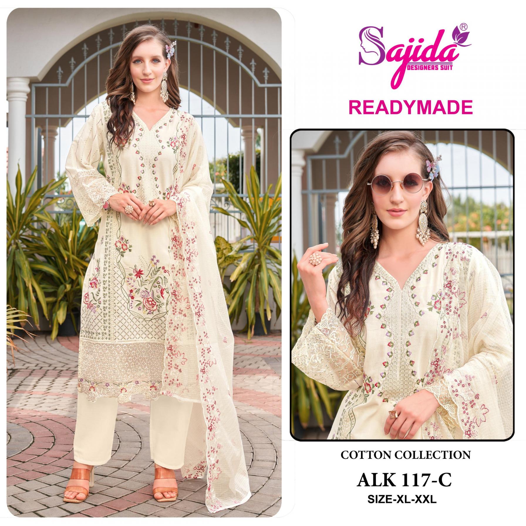 SAJIDA DESIGNER ALK 117 FULLY STITCH COTTON DESIGNER PAKISTANI SUITS 