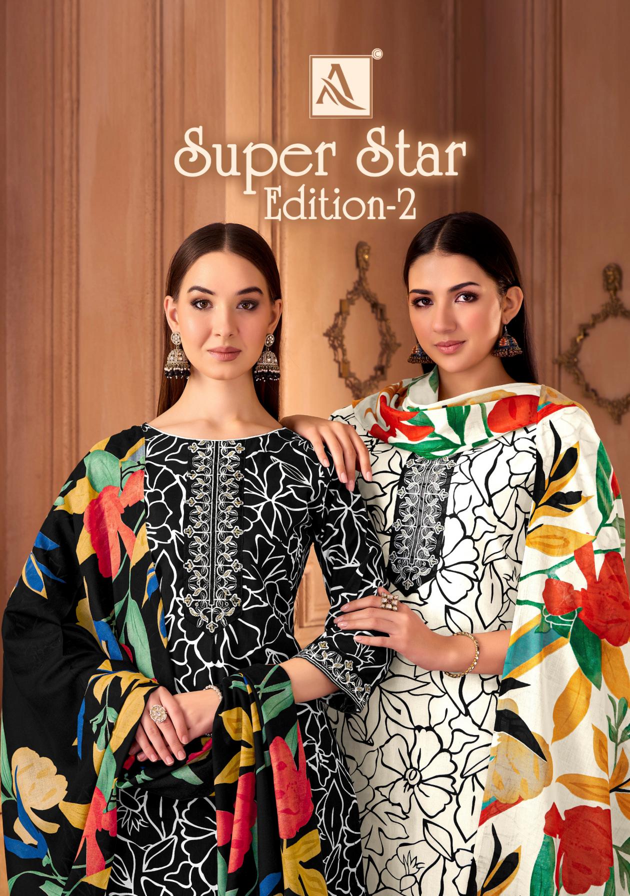 SUPER STAR 2 BY ALOK SUITS PURE CAMBRIC PRINT 3PCS DRESS